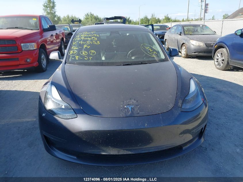 2023 Tesla Model 3 Rwd VIN: LRW3E1FA1PC945453 Lot: 12374096