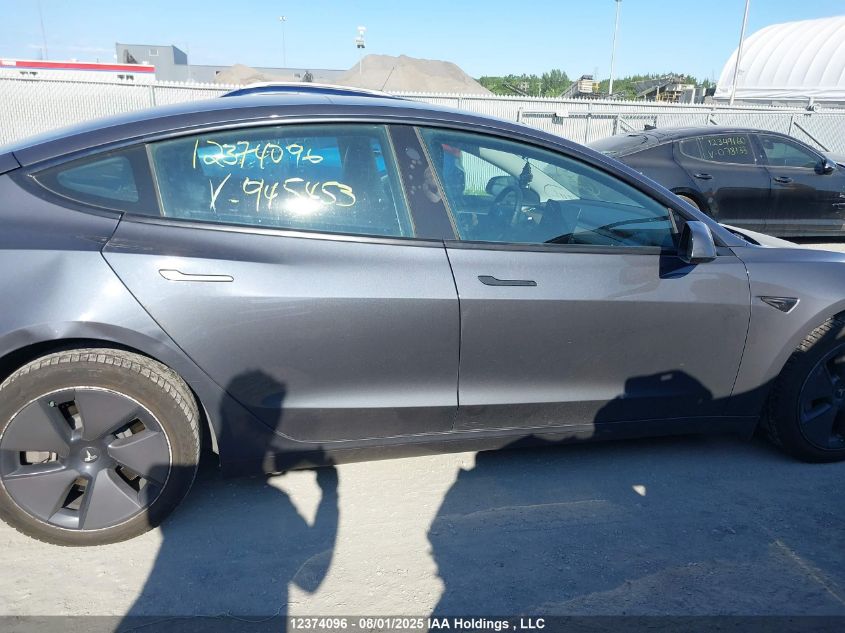 2023 Tesla Model 3 Rwd VIN: LRW3E1FA1PC945453 Lot: 12374096