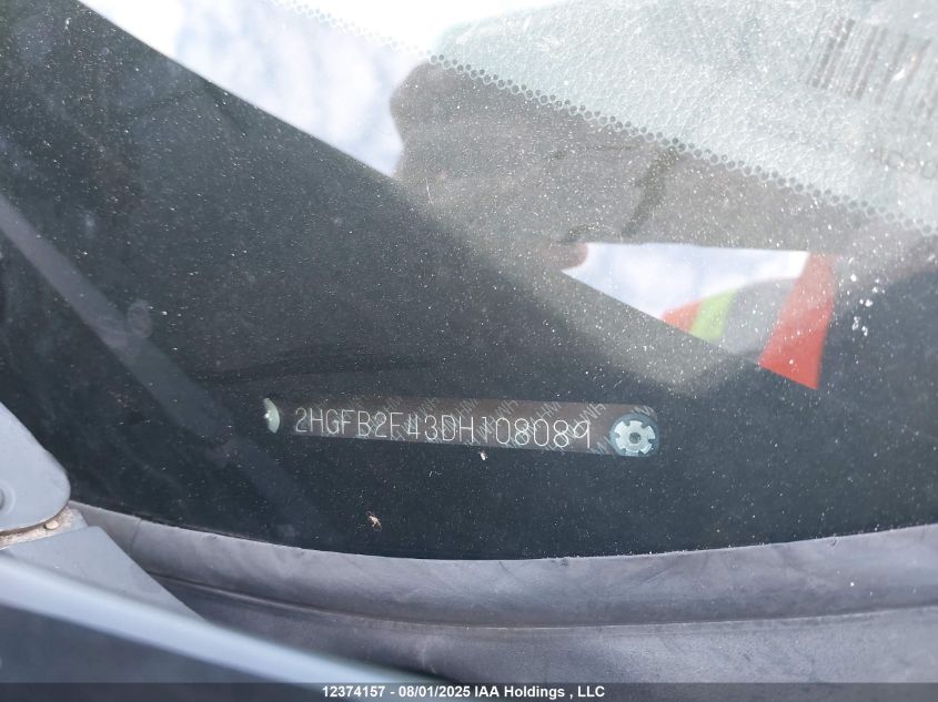 2013 Honda Civic Sdn VIN: 2HGFB2F43DH108089 Lot: 12374157