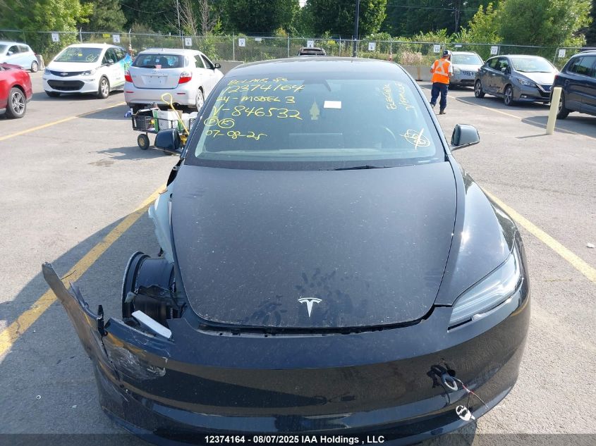 2024 Tesla Model 3 Long Range VIN: 5YJ3E1EB2RF846532 Lot: 12374164
