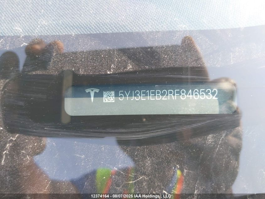 2024 Tesla Model 3 Long Range VIN: 5YJ3E1EB2RF846532 Lot: 12374164