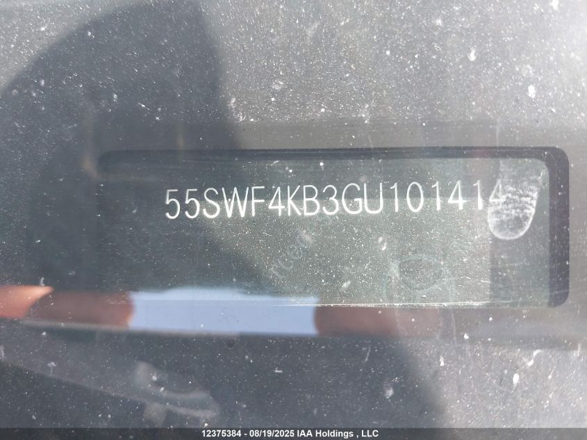 2016 Mercedes-Benz C 300 4Matic VIN: 55SWF4KB3GU101414 Lot: 12375384