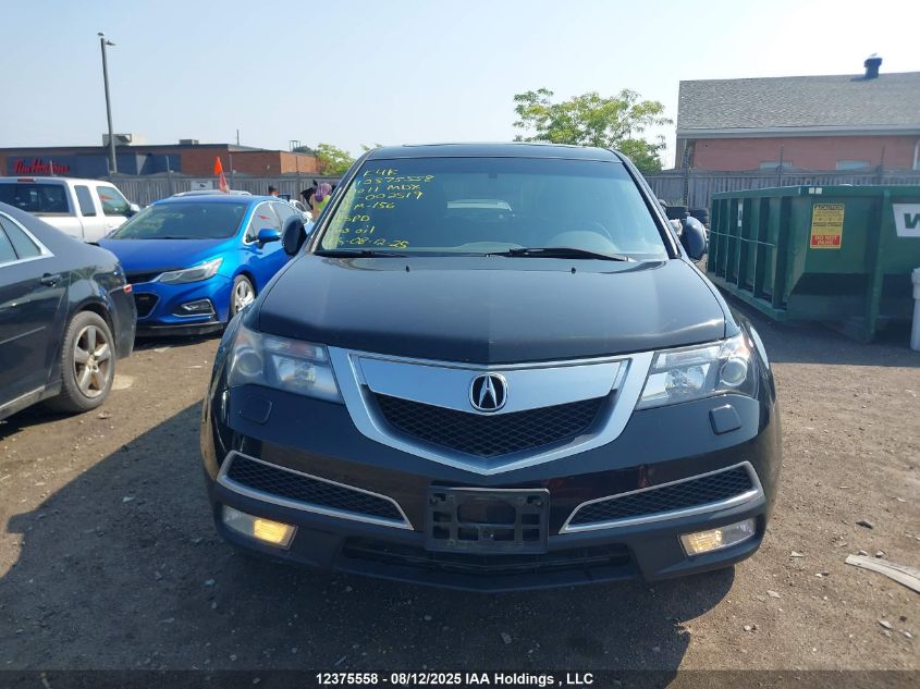 2011 Acura Mdx VIN: 2HNYD2H23BH002519 Lot: 12375558