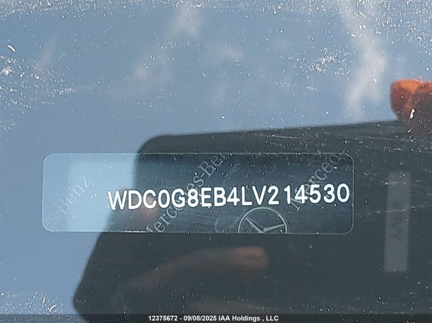 Auction sale of the 2020 MERCEDES BENZ GLC 300 , vin: WDC0G8EB4LV214530, lot number: 12375672