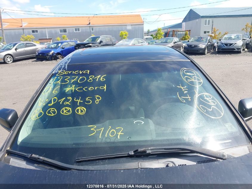 2006 Honda Accord Se VIN: 1HGCM56316A812458 Lot: 12370816X