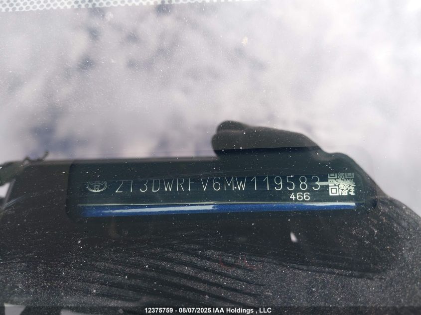 2021 Toyota Rav4 Hybrid Limited VIN: 2T3DWRFV6MW119583 Lot: 12375759