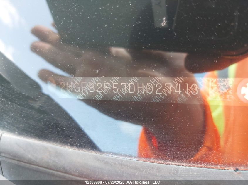 2013 Honda Civic Ex 4Dr VIN: 2HGFB2F57DH027413 Lot: 12369908X