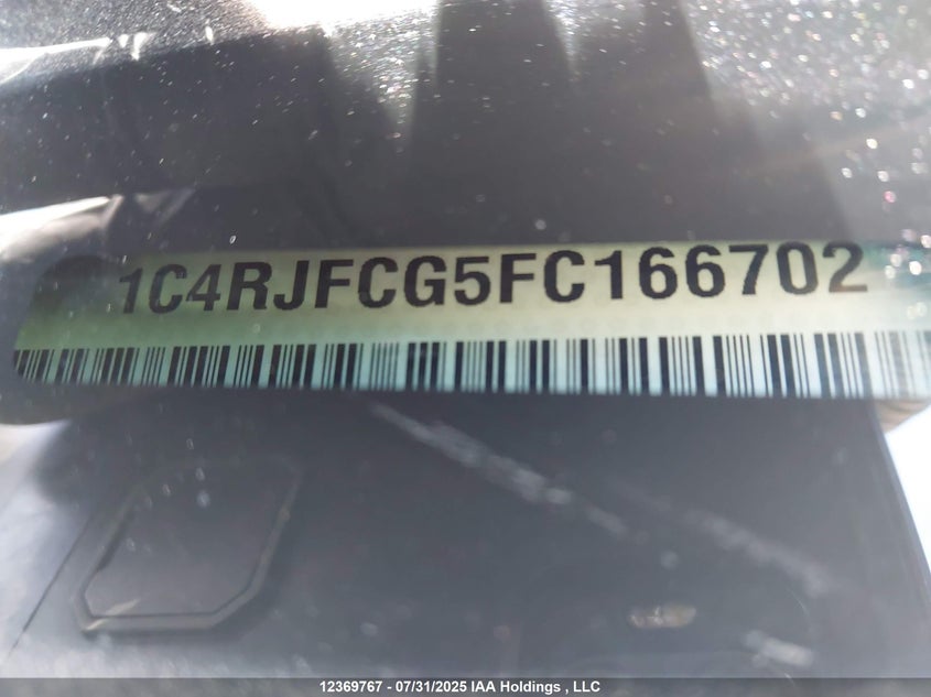 2015 Jeep Grand Cherokee Overland VIN: 1C4RJFCG5FC166702 Lot: 12369767X