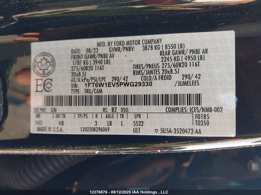 1FT6W1EV5PWG29330 2023 FORD F-150 photo no. 9