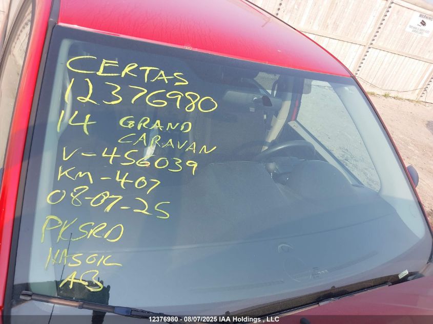 2014 Dodge Grand Caravan Se VIN: 2C4RDGBG9ER456039 Lot: 12376980