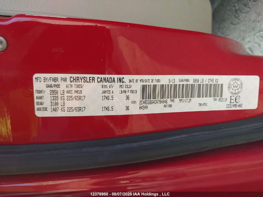 2014 Dodge Grand Caravan Se VIN: 2C4RDGBG9ER456039 Lot: 12376980