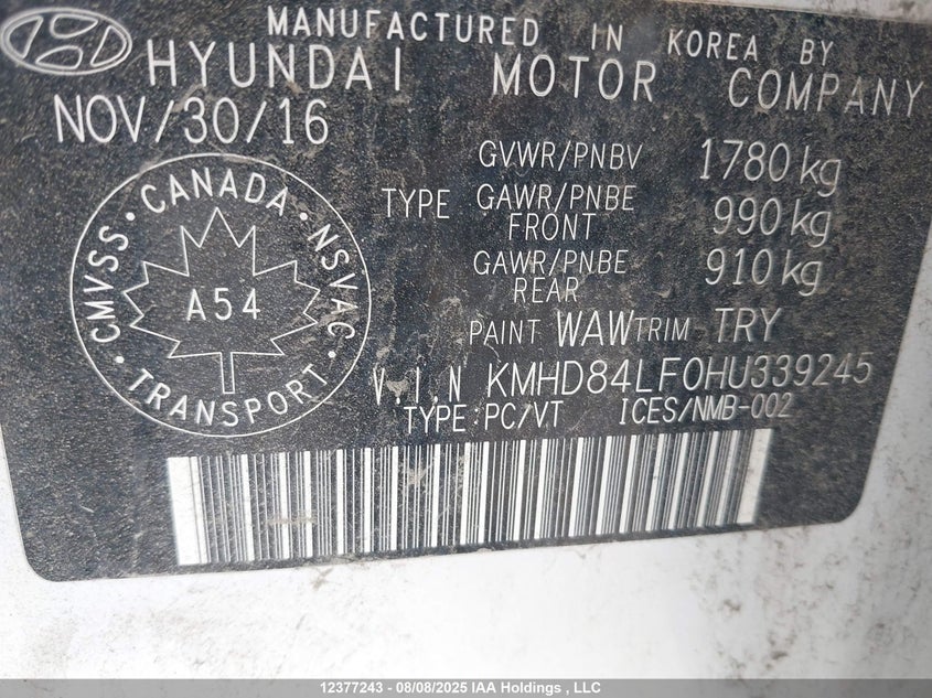 KMHD84LF0HU339245 2017 HYUNDAI ELANTRA photo no. 9