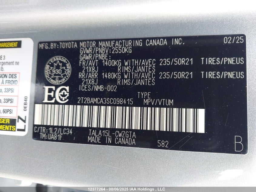2T2BAMCA3SC098415 2025 LEXUS RX photo no. 9