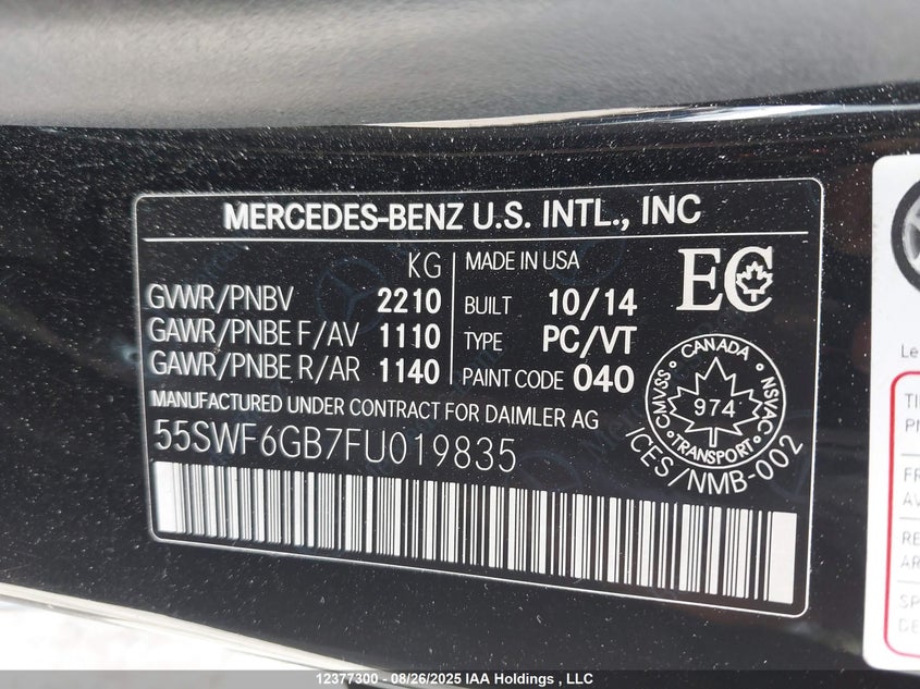 55SWF6GB7FU019835 2015 MERCEDES-BENZ C-KLASSE photo no. 9
