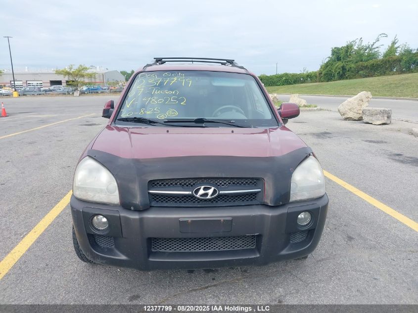 2007 Hyundai Tucson Gl VIN: KM8JM12D67U480252 Lot: 12377799