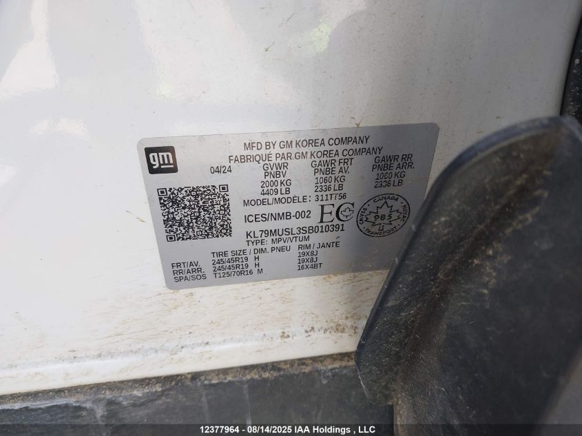 2025 Chevrolet Trailblazer Rs VIN: KL79MUSL3SB010391 Lot: 12377964