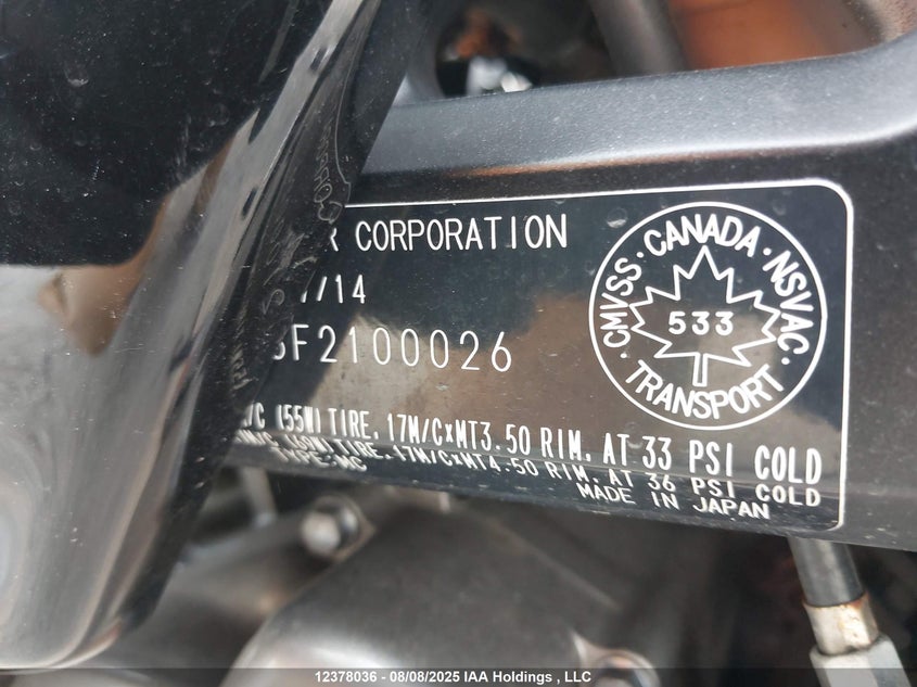 2015 Suzuki Sv650 A VIN: JS1VP53B8F2100026 Lot: 12378036