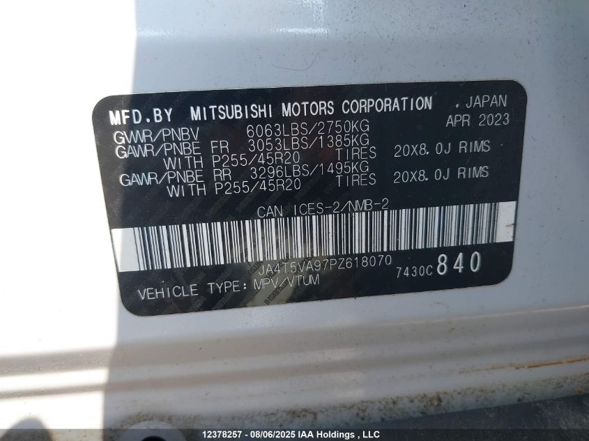 2023 Mitsubishi Outlander Phev Gt VIN: JA4T5VA97PZ618070 Lot: 12378257