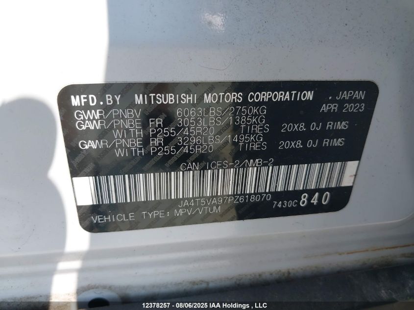 2023 Mitsubishi Outlander Phev Gt VIN: JA4T5VA97PZ618070 Lot: 12378257
