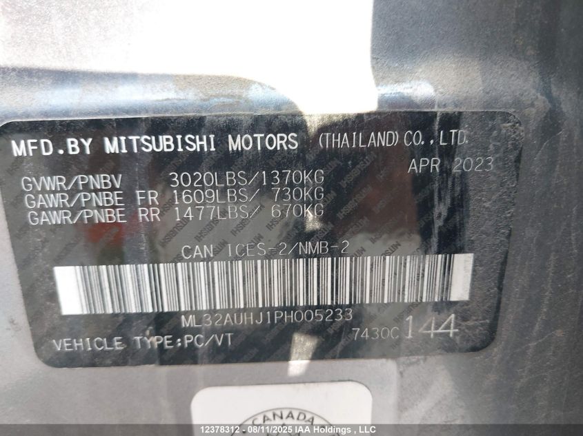 MITSUBISHI MIRAGE 2023 ML32AUHJ1PH005233 Photo 9