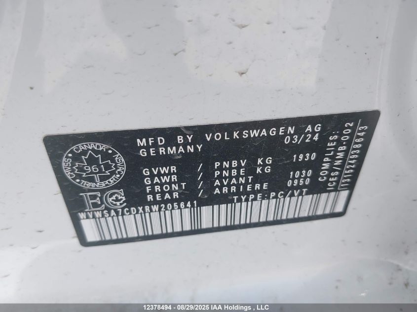 VOLKSWAGEN GOLF GTI 2024 WVWSA7CDXRW205641 Photo 9