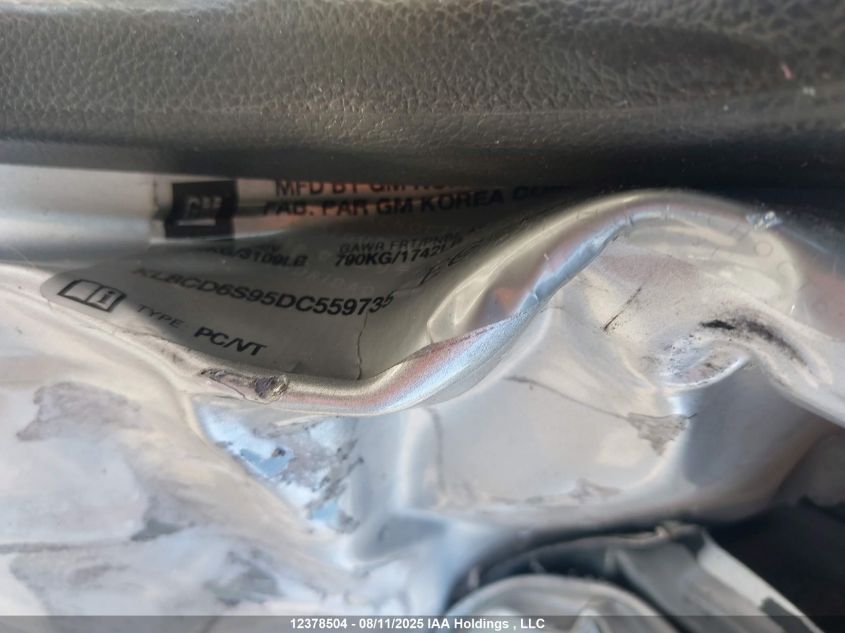 2013 Chevrolet Spark 1Lt VIN: KL8CD6S95DC559735 Lot: 12378504