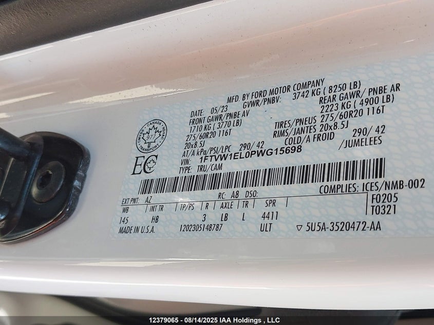 1FTVW1EL0PWG15698 2023 FORD F-150 photo no. 9