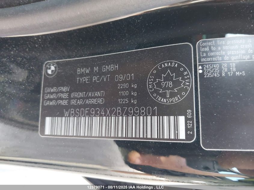 2002 BMW M5 VIN: WBSDE934X2BZ99801 Lot: 12379071