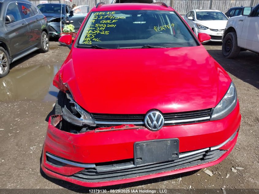 2019 Volkswagen Golf Sportwagen S VIN: 3VW117AU8KM502201 Lot: 12379130