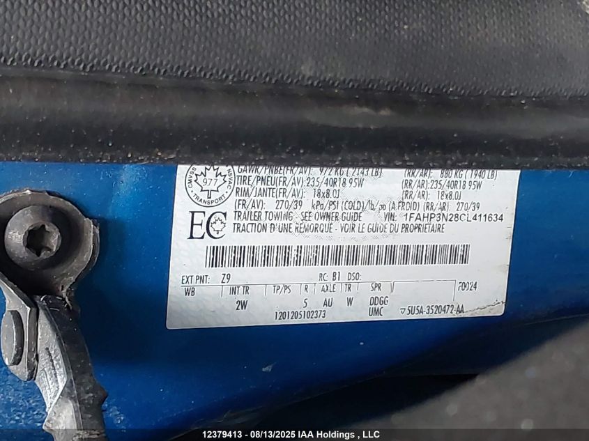 2012 Ford Focus Titanium VIN: 1FAHP3N28CL411634 Lot: 12379413