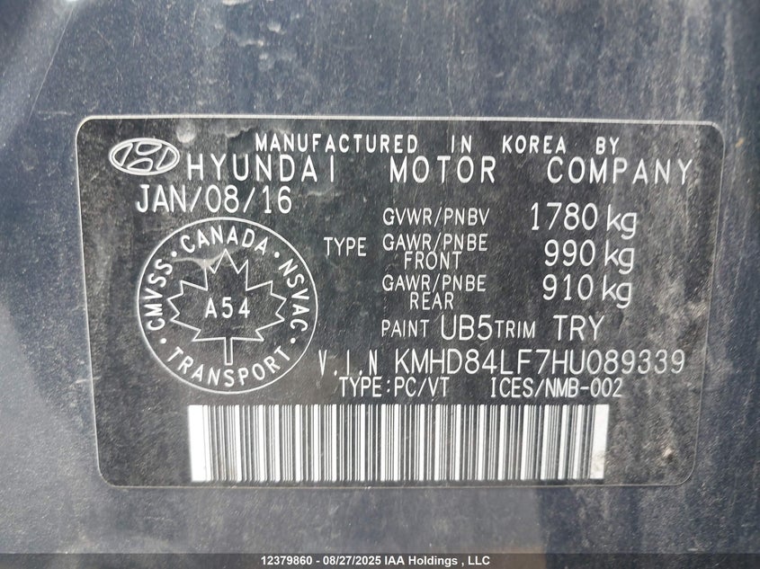 KMHD84LF7HU089339 2017 HYUNDAI ELANTRA photo no. 9