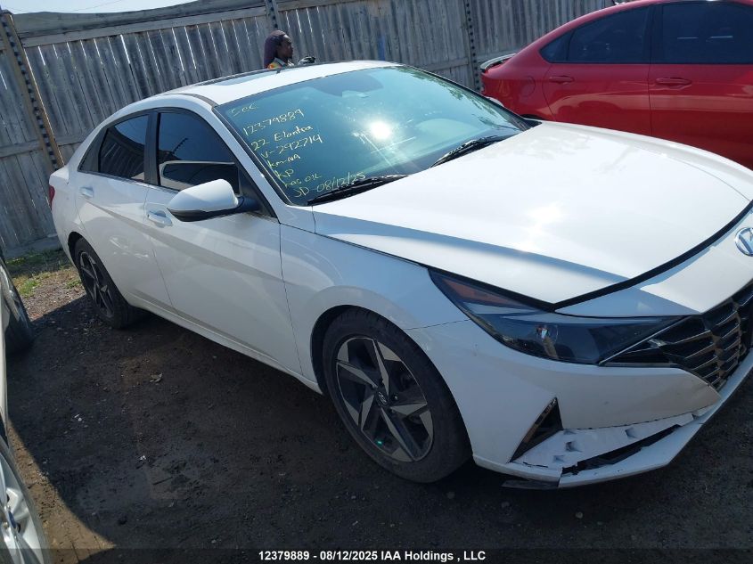 2022 Hyundai Elantra Ultimate Ivt VIN: KMHLN4AG9NU292714 Lot: 12379889