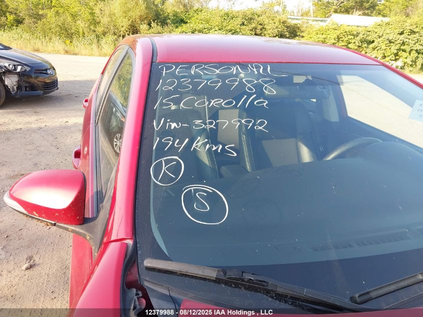 2015 Toyota Corolla L/Le/Le Pls/Prm/S/S Pls VIN: 2T1BURHE1FC327992 Lot: 12379988