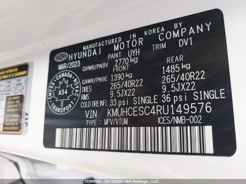 2024 Genesis Gv80 3.5T Prestige 5P Awd VIN: KMUHCESC4RU149576 Lot: 12380042