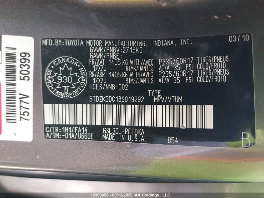 5TDZK3DC1BS019292 2011 TOYOTA SIENNA photo no. 18