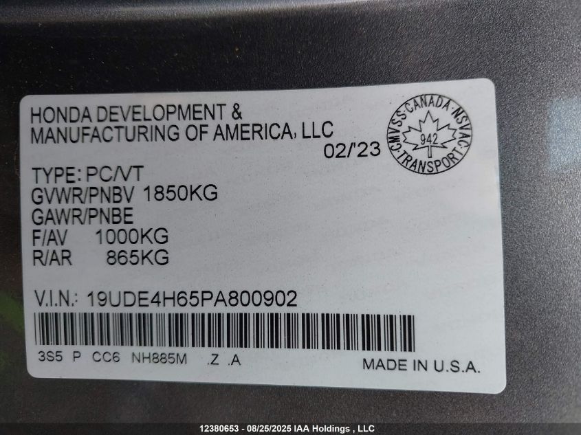 2023 Acura Integra A-Spec Tech VIN: 19UDE4H65PA800902 Lot: 12380653