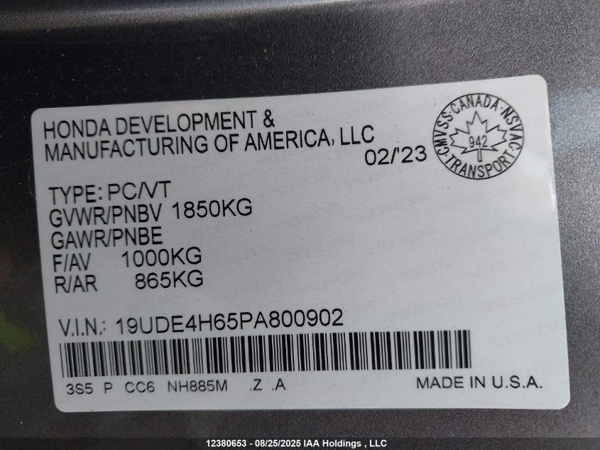 2023 Acura Integra A-Spec Tech VIN: 19UDE4H65PA800902 Lot: 12380653