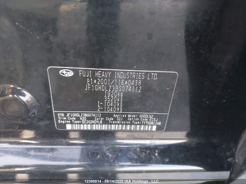 2010 Subaru Impreza Sport 5-Door VIN: JF1GHDLZ3BG074112 Lot: 12380814