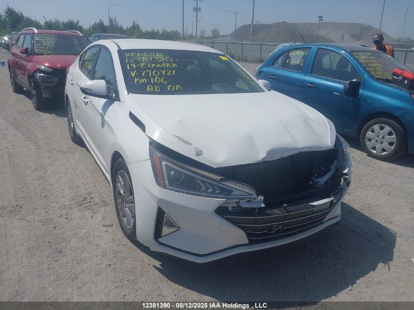 2019 Hyundai Elantra Preferred VIN: KMHD84LF3KU790421 Lot: 12381390