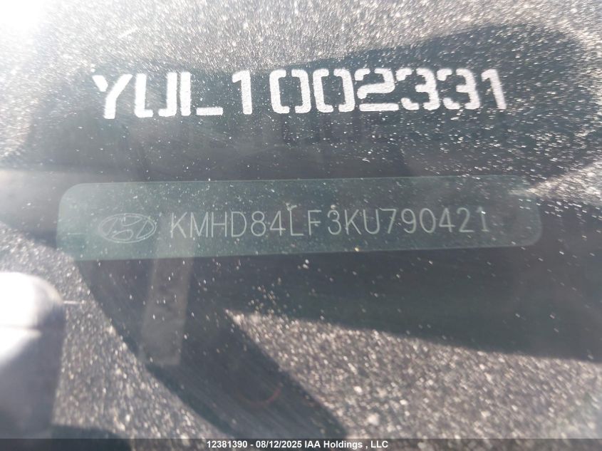 2019 Hyundai Elantra Preferred VIN: KMHD84LF3KU790421 Lot: 12381390