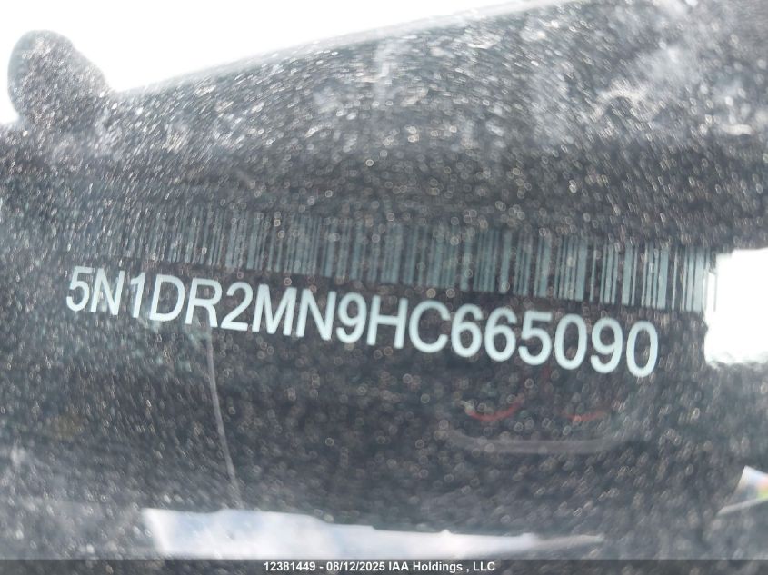2017 Nissan Pathfinder S/Sv/Sl/Platinum VIN: 5N1DR2MN9HC665090 Lot: 12381449