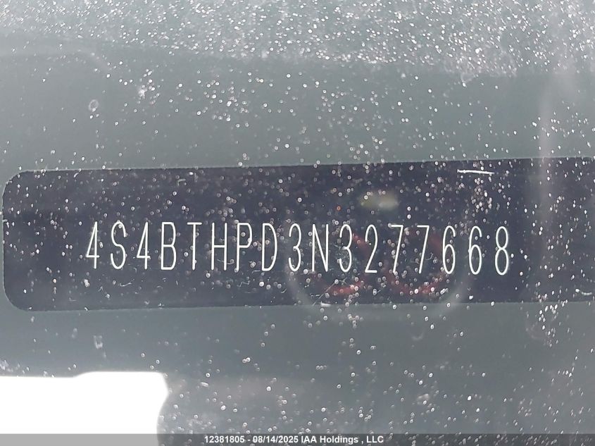 2022 Subaru Outback Premier Xt VIN: 4S4BTHPD3N3277668 Lot: 12381805