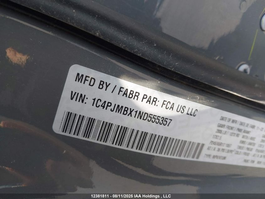 2022 Jeep Cherokee Trailhawk VIN: 1C4PJMBX1ND555357 Lot: 12381811