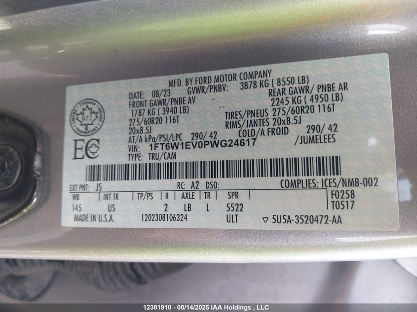 1FT6W1EV0PWG24617 2023 FORD F-150 photo no. 19