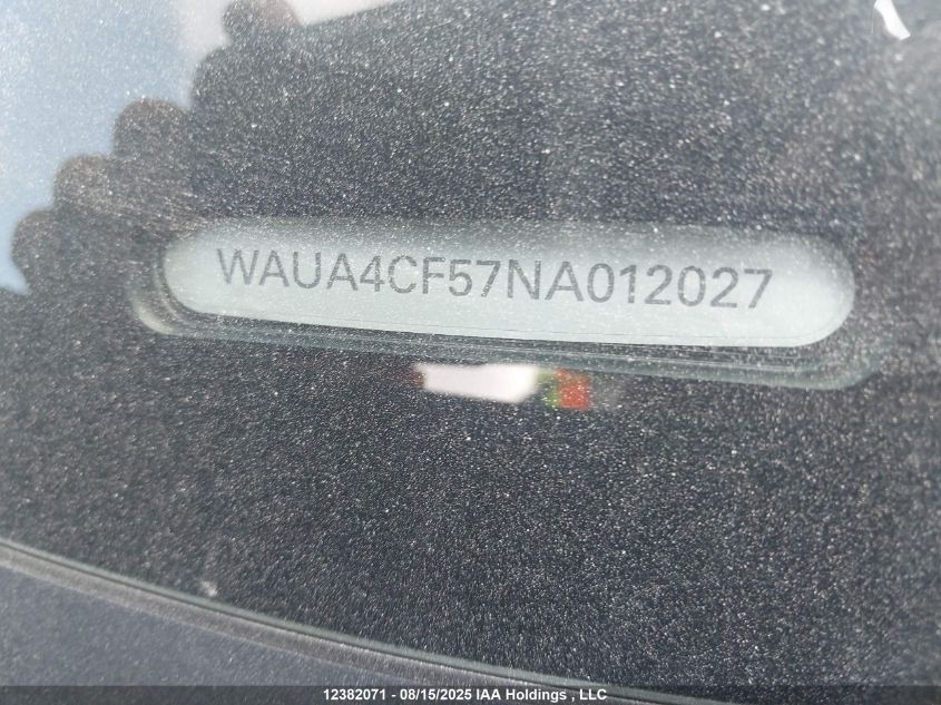 2022 Audi S5 Premium VIN: WAUA4CF57NA012027 Lot: 12382071