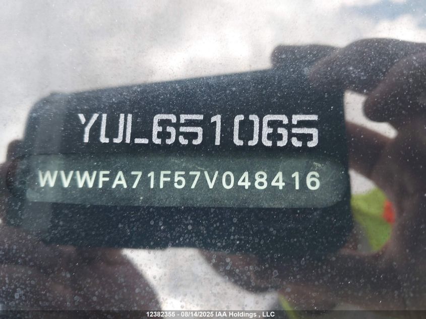 2007 Volkswagen Eos 2.0T Luxury VIN: WVWFA71F57V048416 Lot: 12382355