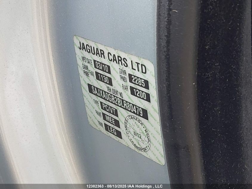 2011 Jaguar Xf Premium VIN: SAJXA0GB2BLR80479 Lot: 12382363