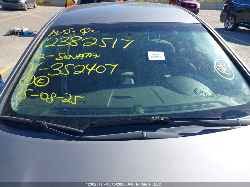 2012 Hyundai Sonata VIN: 5NPEB4AC2CH352407 Lot: 12382517