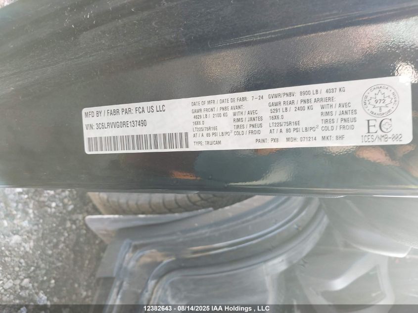 2024 Ram Promaster 2500 2500 Standard VIN: 3C6LRVVGORE137490 Lot: 12382643