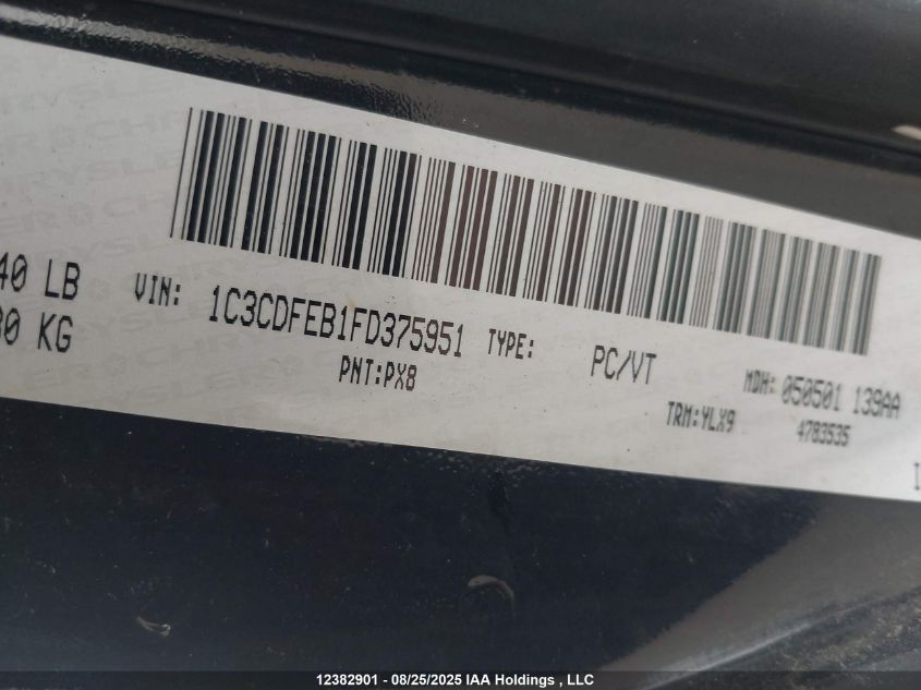 2015 Dodge Dart Gt VIN: 1C3CDFEB1FD375951 Lot: 12382901